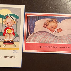 Petite fille, artiste Mabel Attwell, cartes postales vintage de la Saint-Valentin, au choix