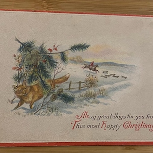 Art-decokaart, lithografie, A Sly Old Fox Has Evad the Fox