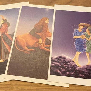 Zodiac Postcards, Aries Taurus Gemini, 1990s Art Niki Broyles