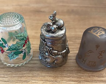 British Thimble, Christmas Holly Glass, Opaque Glass Zodiac; Choose One
