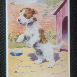 Carte postale Florence Valter, chien Fox Terrier, éditeur britannique, vintage, inutilisé