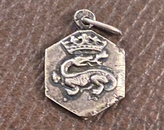 Art Deco French Royalty Medal, Salamander Emblem of Francois 1, Silver