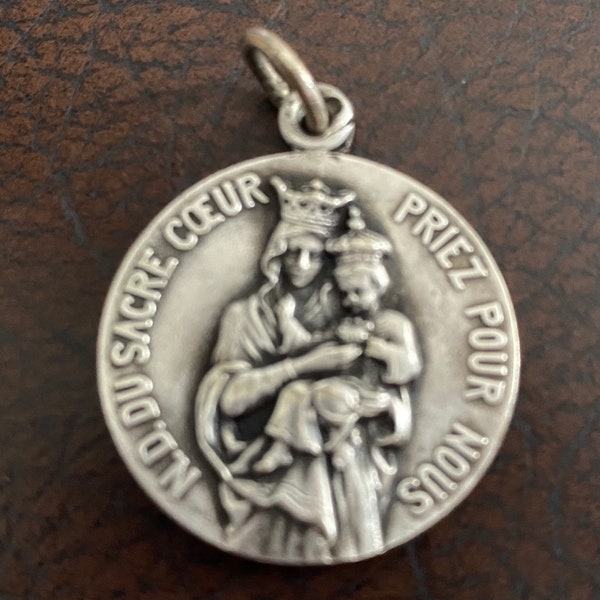 Art Deco Religious Medal, Notre Dame Sacré Cœur , Signed Chaplin, French Poinçon for Silver on bale