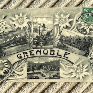 Grenoble France, Topography, Antique French Postcard, Souvenir 1910s
