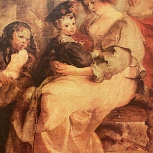 Postal antigua de museo, retrato de Hélène Fourment, segunda esposa de Rubens, Museo del Louvre, París
