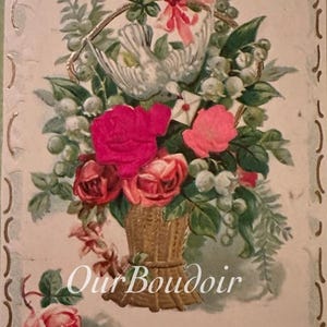 Zijden ansichtkaart met reliëf, bloemendisplay roze rozen, romantisch // Gedrukt in Duitsland van de 20e eeuw, wel beschreven, maar niet gebruikt