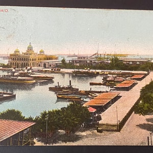 Cartolina d'Egitto di Port Saïd, canale di Suez affrancato 1908