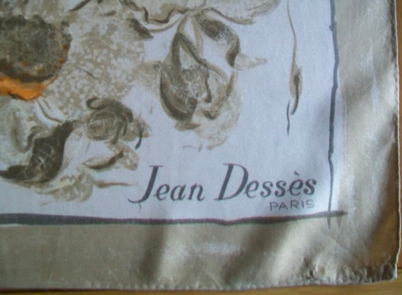 French Silk Scarf, Orange Floral, Jean Desses Pari