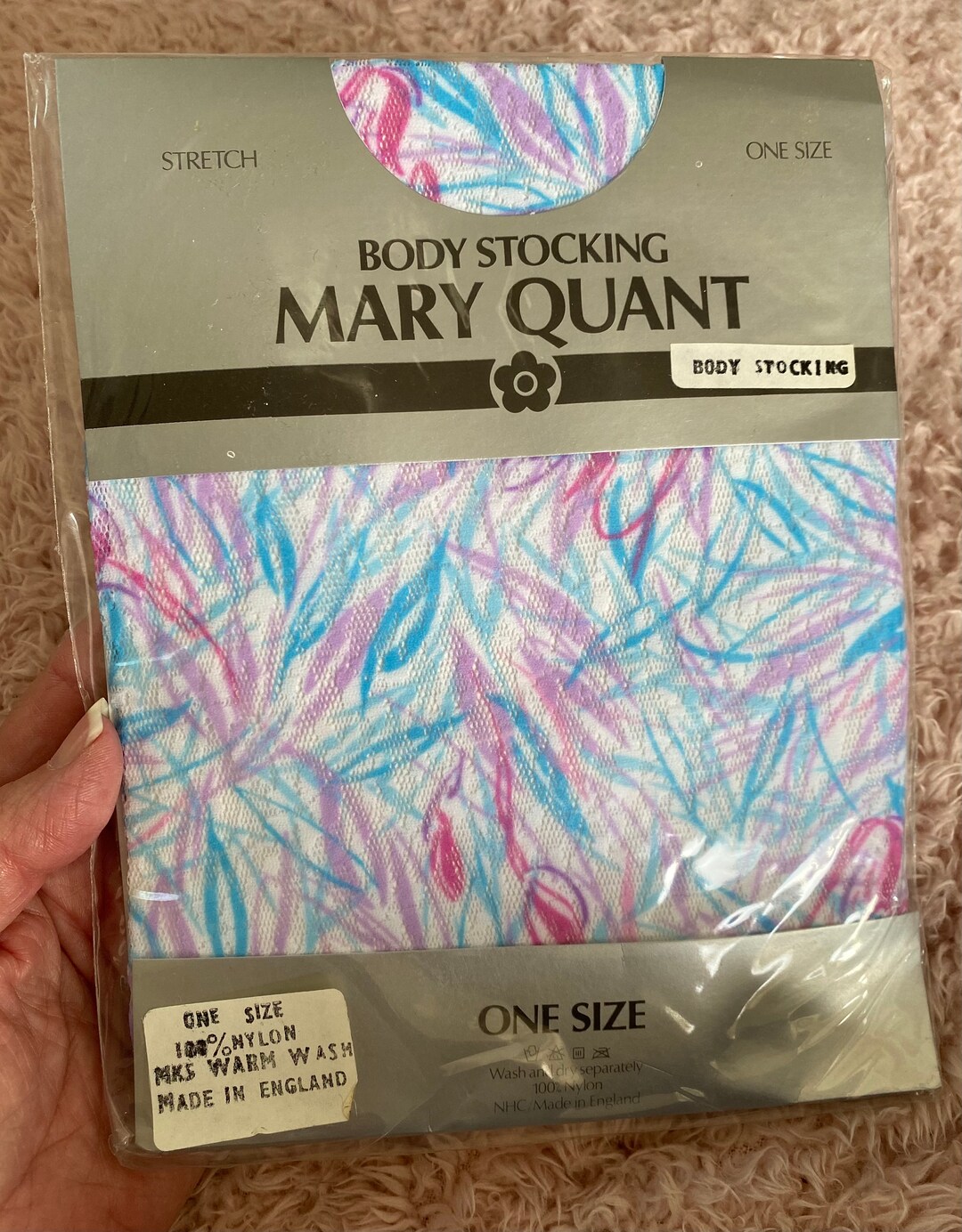 Mary Quant Body Suit, Blue Pink Pattern Stretch Nylon 1970s 1980s Etsy