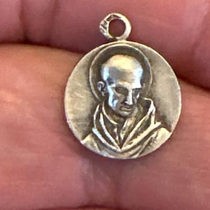 Saint Bernard Medal, Art Deco Religious Medal, Signed Paillier,  Silver Charm Pendant