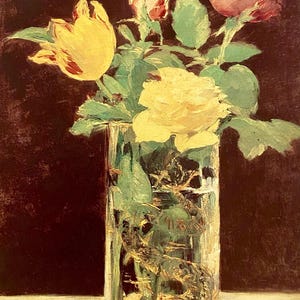 Rosen und Tulpen (1883) von Édouard Manet, Kunst Postkarten Print 1991 Zürich, Königliche Kunstakademie
