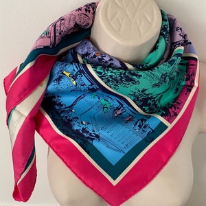 エルメス シルク スカーフ 箱入り、À l’ombre des Boulevards、デザイナー ヴィルジニー ジャミン、ヴィンテージ生地