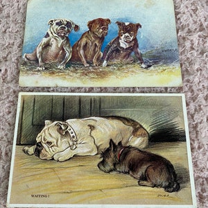 1930年代のブルドッグとテリアの犬のポストカード（バレンタインのしっぽを振るシリーズを含む、1枚選択）
