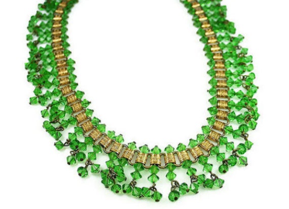 Green Glass Necklace, Book Chain // Cleopatra, Eg… - image 4