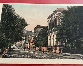 Kalkutta Postkarte Sailor’s Home 1910er Jahre Antike indische Postkarte Gedruckt in Deutschland Handgefärbt