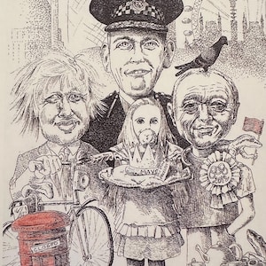 Cartolina di Boris Johnson, sindaco di Londra, oggetti da collezione d'epoca