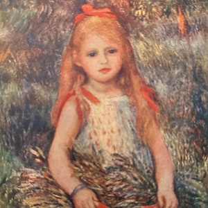 Impression d'art Carte postale Fille avec des fleurs de Renoir (1841-1919) // Publiée par la Société Médicis, voir la peinture au Museum de Arte de São Paulo