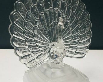 Crystal D’Arques, Peacock, Molded Glass, Made in France