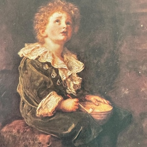 Artista pintando cartão postal, Millais, cereja madura, Medici vintage