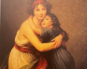 Vintage Museum Postcard, Self Portrait of Élisabeth Vigée Le Brun and her Daughter, Louvre Museum Paris