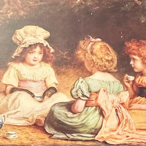 Cartão-postal de Médici, artista John Everett Millais (1829-1896), chá da tarde