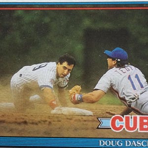 Doug Dascenzo, Major League Baseball Player, Chicago Cubs 1988 -1991, originele TOPPS-honkbalkaart 1991, carrière 1988-1996, inclusief toploader