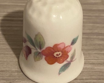 English Thimble or Thumb Bell, Wild Flower Design, Coalport China Vintage Collectible Domed Display Box