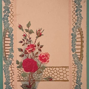 Cartolina di auguri americana, in rilievo // Floreale, probabilmente cartolina di San Valentino // Stampata in Germania, anni 1900