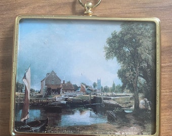 Impression miniature, art mural Peter Bates camée, John Constable, Dedham Mill and Lock, cadeau pour elle