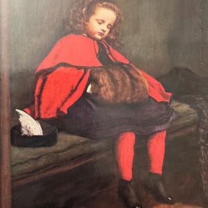 Cartão-postal de Medici, artista John Everett Millais (1829-1896), Menina adormecendo na missa, Meu segundo sermão