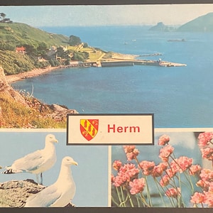 Cartolina di viaggio Isole del Canale Cartolina d'epoca anni '80 non scritta, Town Herm a Guernsey