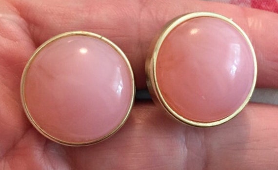 Pink Lucite Earrings, Circular, Silver Tone 1960s… - image 3