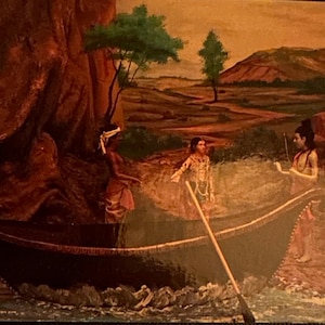 Carte postale de pêche sur le Gange, festival culturel indien, palais Alexandre, carte postale vintage des années 1980 non écrite