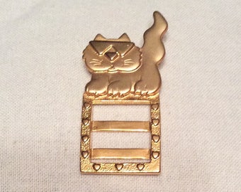 Cat Brooch, Sunglasses, JJ Designer, Gold Tone, Bohemian 1970s Vintage Jewelry