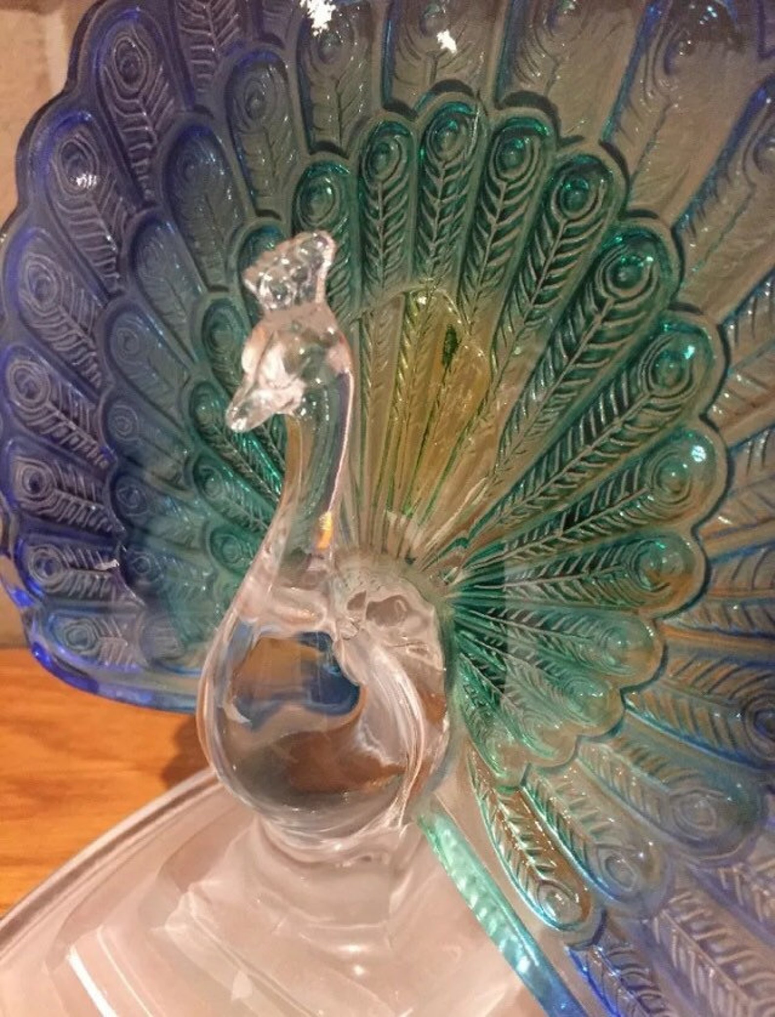 Crystal DArques Peacock Molded Glass Made in France Etsy