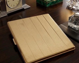 Comoy's of London Zigarettenetui, maschinengedreht, freie Platz für Ihr Monogramm, Vergoldetes Chrom