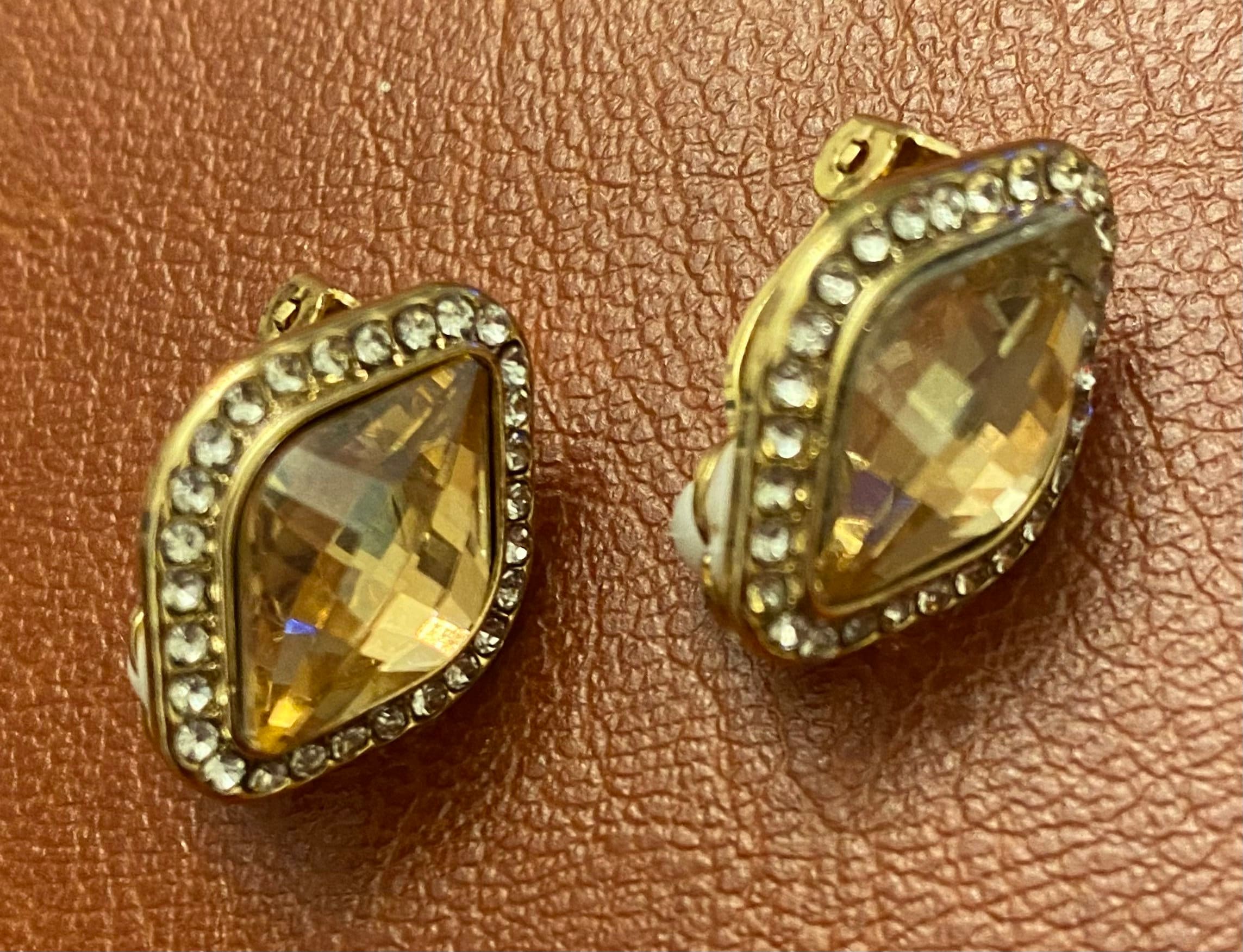 ançoise Boucles d'oreilles Clips Cristal Multicolore Vintage 1950