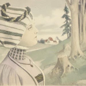 アンティークアーティストポストカード M M Vienne 発行、中世オーストリア人女性 1900年代 未記入 希少コロタイプ