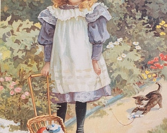 Among the Flowers, Illustration von viktorianischen Kindern, Bloomsbury Bücher veröffentlichte 1993, übergroße Postkarte, Kunstdruck