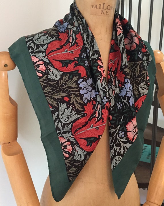 Poppies Silk Scarf, William Morris, Tulips Poppie… - image 3