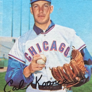 Gesigneerde Calvin Koonce, Major League Baseball Player, Chicago Cubs 1962-1967, originele TOPPS-honkbalkaart 1967, inclusief toploader