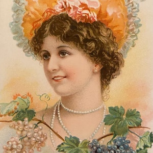 Cartolina postale Art Nouveau Lady, colorata a mano, circa 1895, prussiana non scritta, RARO