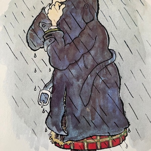 Schottische Humor Vintage Postkarte, Comic, Immer der Regen, Name Him!