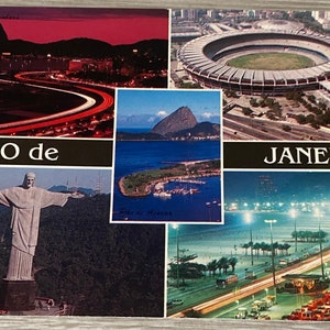 Rio de Janeiro Night View Sugar Loaf Mountain Colocabana 1999 Vintage briefkaart