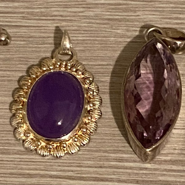 Vintage Pendants, Amethyst, Sterling Silver Please CHOOSE One from the Menu Below