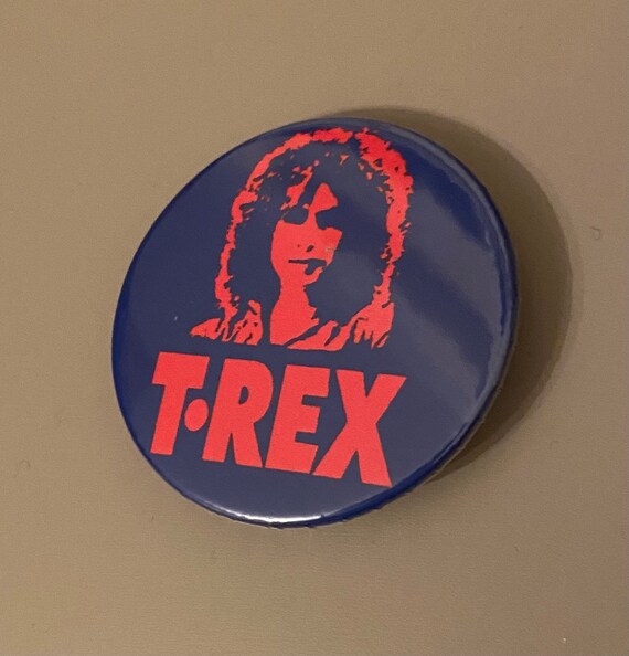 T Rex Badge, Marc Bolan 1970s Glam Rock Metal Guru