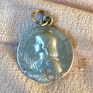 SMALL Joan of Arc Medal, Charm, Pendant, Silver European Standard, French Saint 1412 to 1431