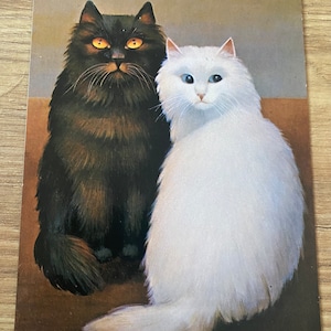 Cartão postal de gato enigmático, uma impressão de Zofia Szalowska