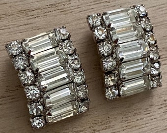 Pendientes de cristal Kramer, joyería vintage con cierre de clip