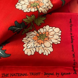 Beckford Silk Scarf National Trust, Red Chinese Tapestry Silk, Vintage Fabric